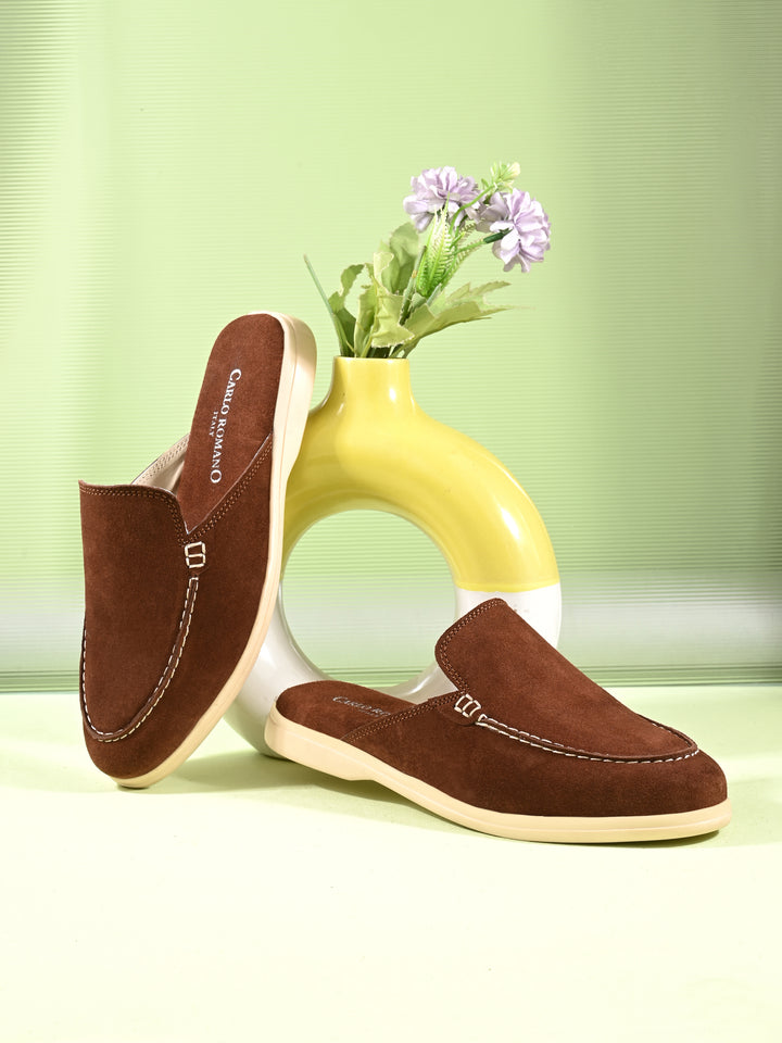 CARLO ROMANO BY WASAN PREMIUM STYLISH SUEDE LEATHER MULES FOR WOMENS