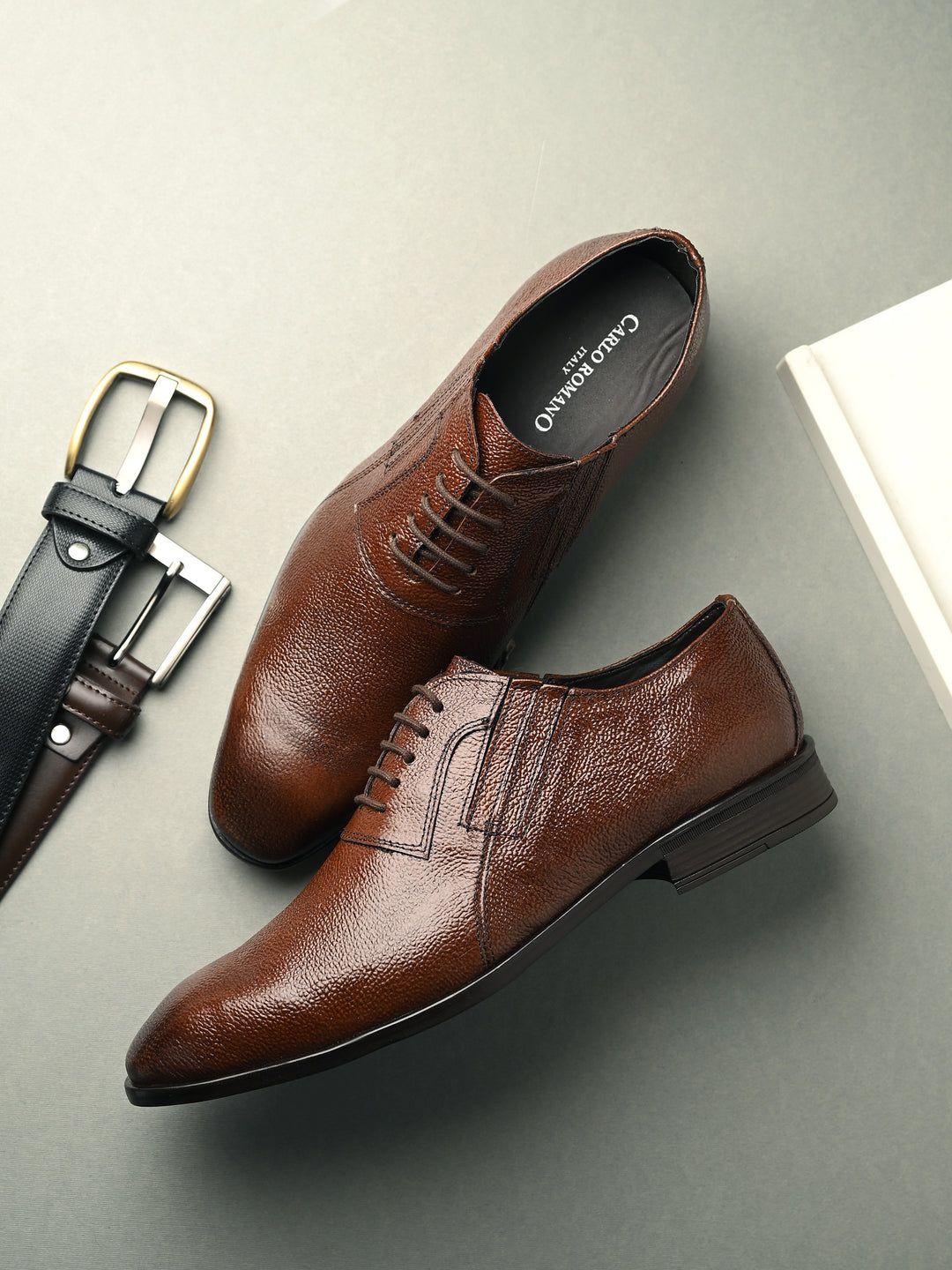 CARLO ROMANO BY WASAN BROWN COLOR GENUINE LEATHER  SHOES FOR MEN