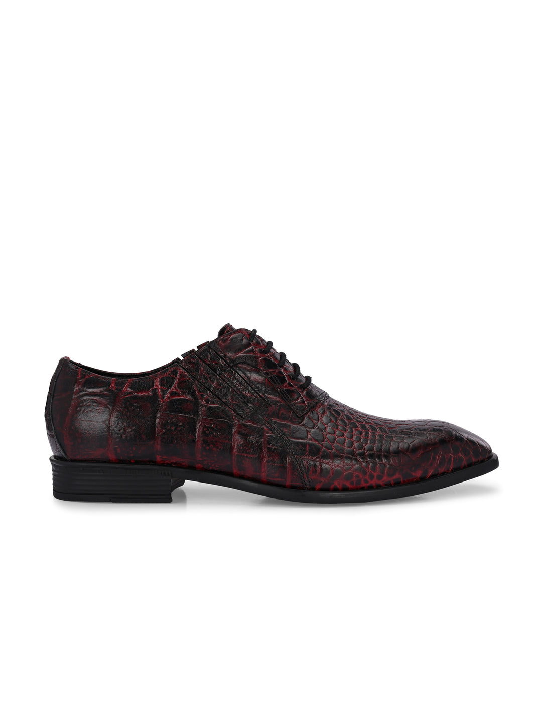 CARLO ROMANO BORDO COLOR PREMIUM ITALIAN RANGE CROCO PRINTED LEATHER DERBY FORMAL SHOE FOR MEN