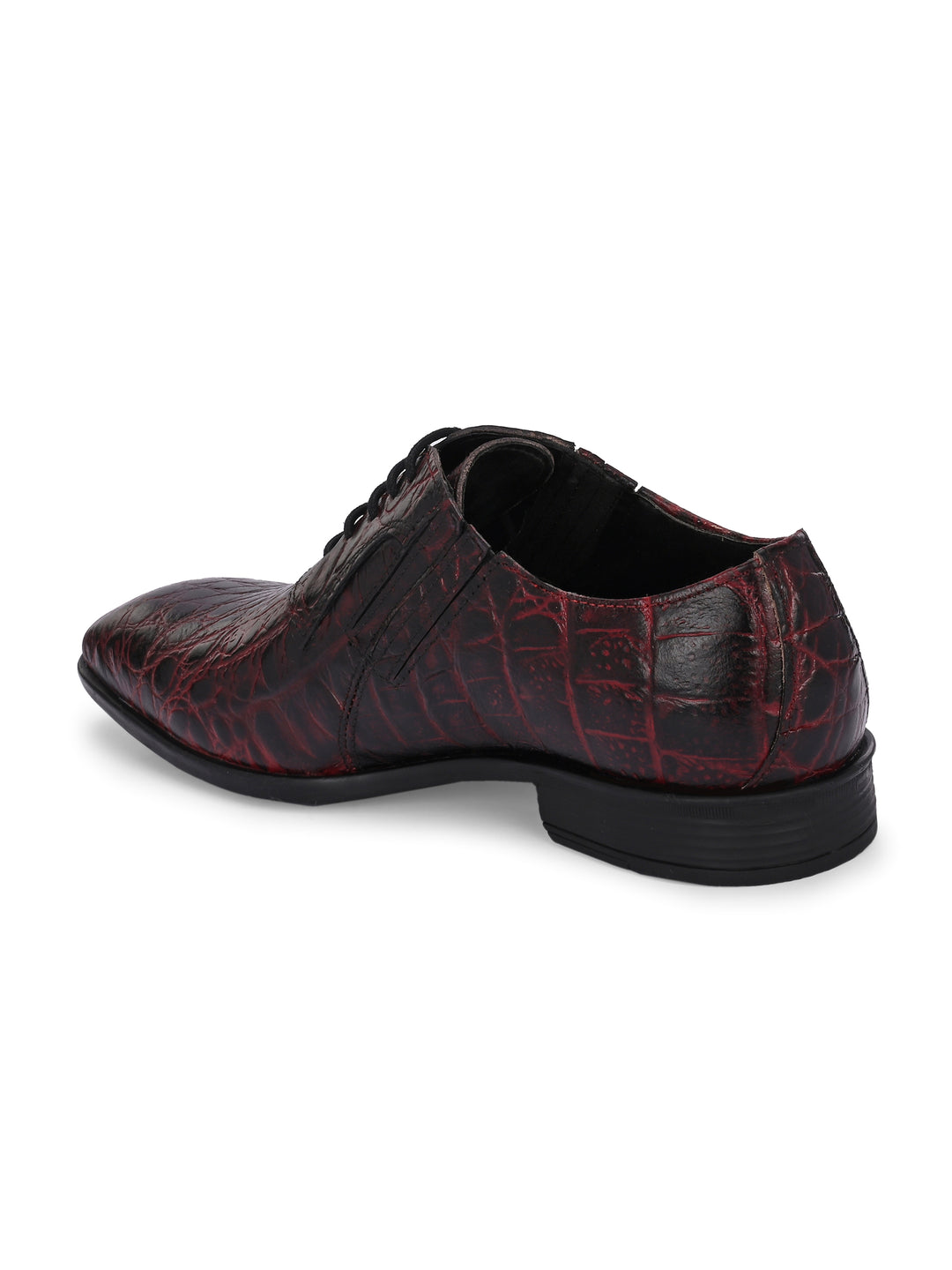 CARLO ROMANO BORDO COLOR PREMIUM ITALIAN RANGE CROCO PRINTED LEATHER DERBY FORMAL SHOE FOR MEN