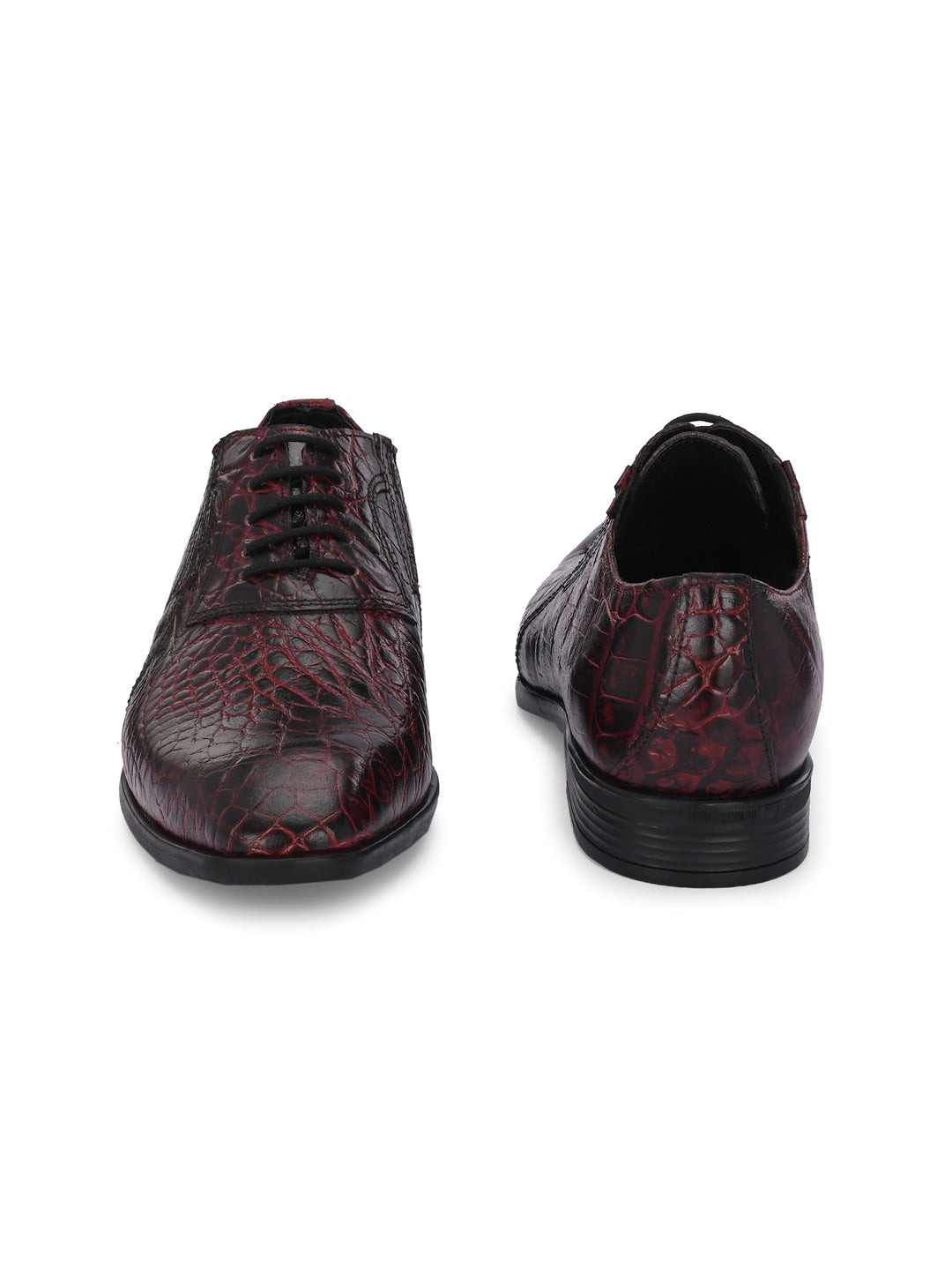 CARLO ROMANO BORDO COLOR PREMIUM ITALIAN RANGE CROCO PRINTED LEATHER DERBY FORMAL SHOE FOR MEN