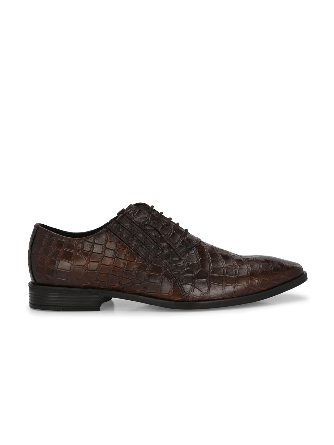 CARLO ROMANO BROWN COLOR PREMIUM RANGE ITALIAN CROCODILE PRINTED LEATHER DERBY FORMAL SHOE FOR MEN