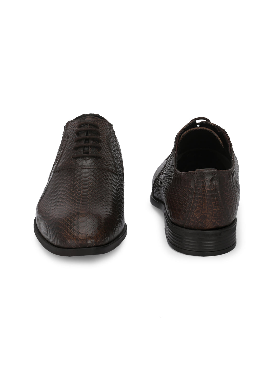 CARLO ROMANO BROWN COLOR PREMIUM ITALIAN RANGE SNAKE PRINTED LEATHER DERBY FORMAL SHOE FOR MEN