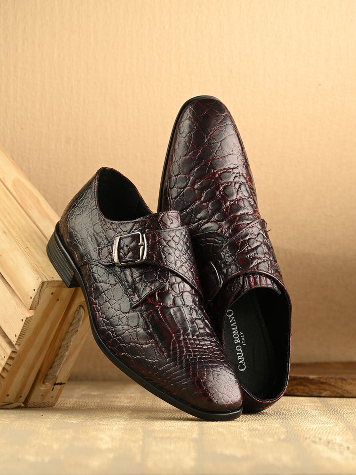 CARLO ROMANO BY WASAN PREMIUM STYLISH CROCO PRINTED LEATHER SHOES FOR MEN