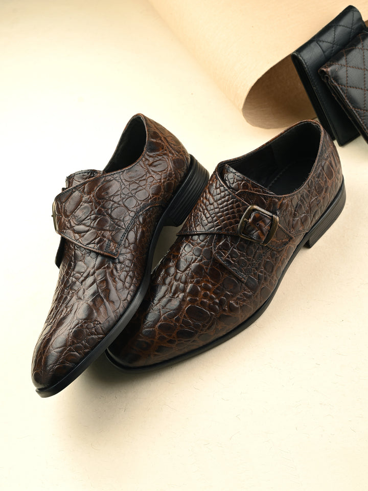 CARLO ROMANO BY WASAN PREMIUM STYLISH CROCO PRINTED LEATHER SHOES FOR MEN