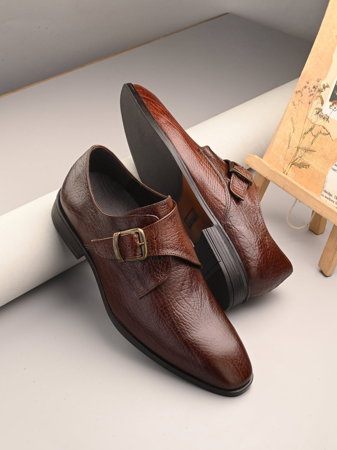 CARLO ROMANO BY WASAN TAN COLOR PREMIUM STYLISH GENUINE LEATHER SHOES FOR MEN