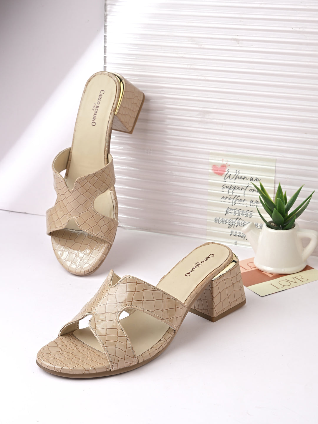 CARLO ROMANO VEGAN LEATHER CROCO PRINTED SLIPPER FOR WOMEN