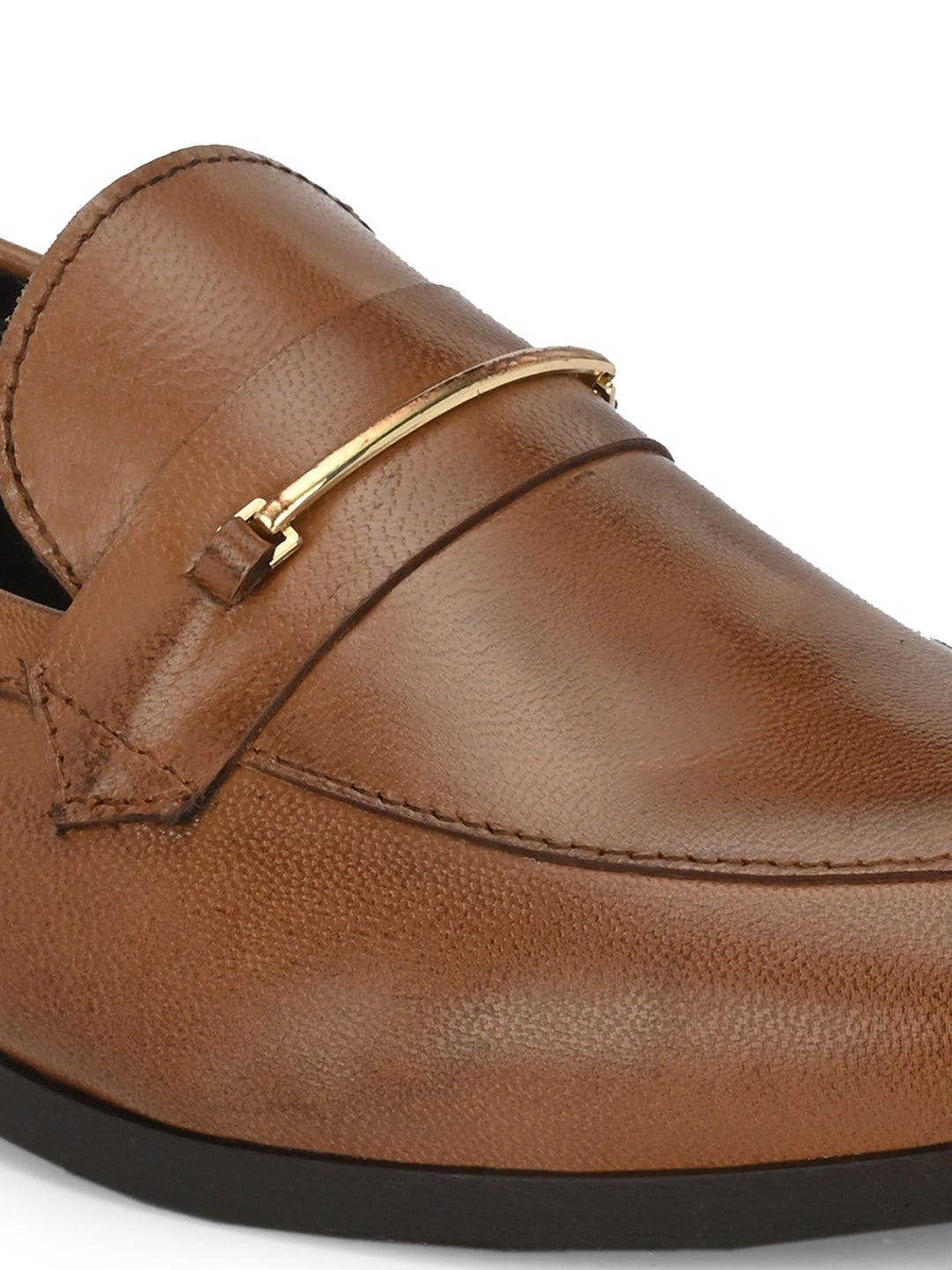 CARLO ROMANO GENUINE BURNISH LEATHER TAN COLOR MOCCASIN SHOE FOR WOMEN