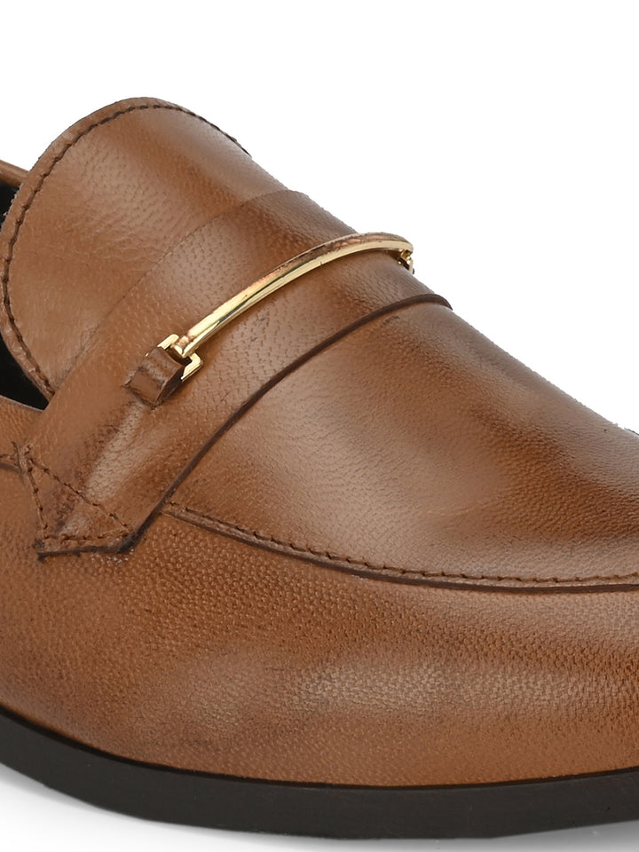 CARLO ROMANO GENUINE BURNISH LEATHER TAN COLOR MOCCASIN SHOE FOR WOMEN