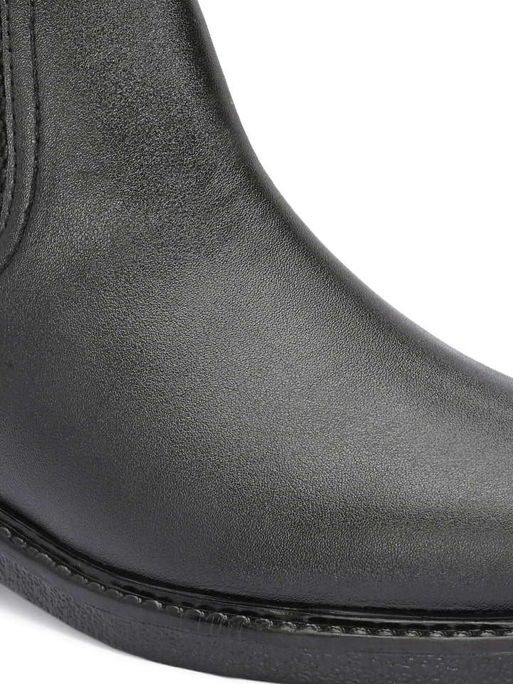 CARLO ROMANO BLACK COLOR BLACK VEGAN LEATHER SLIP-ONS ANKLE BOOT FOR MEN (Copy)