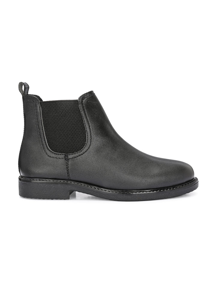 CARLO ROMANO BLACK COLOR BLACK VEGAN LEATHER SLIP-ONS ANKLE BOOT FOR MEN (Copy)