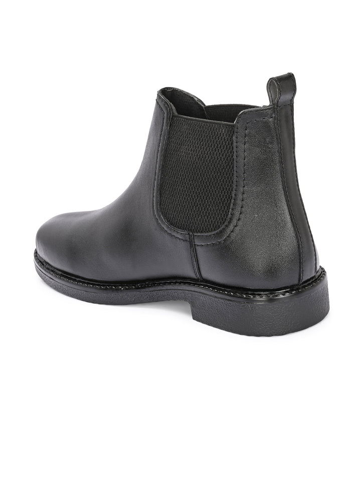 CARLO ROMANO BLACK COLOR BLACK VEGAN LEATHER SLIP-ONS ANKLE BOOT FOR MEN (Copy)