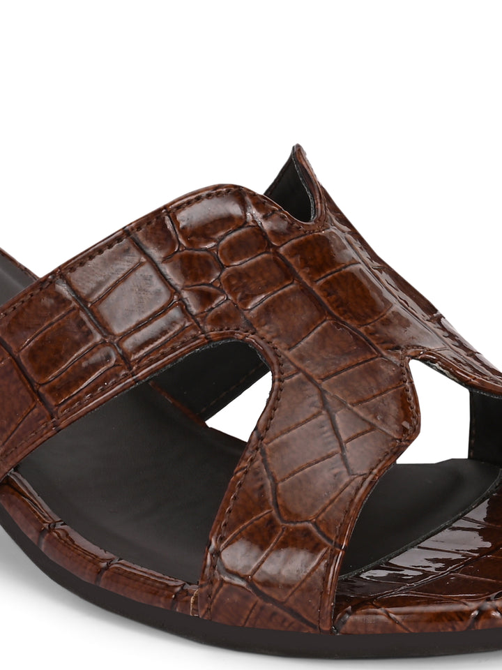 CARLO ROMANO VEGAN LEATHER CROCO PRINTED SLIPPER FOR WOMEN