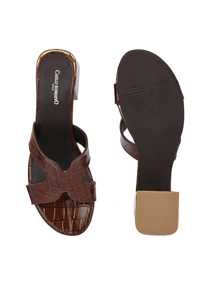 CARLO ROMANO VEGAN LEATHER CROCO PRINTED SLIPPER FOR WOMEN