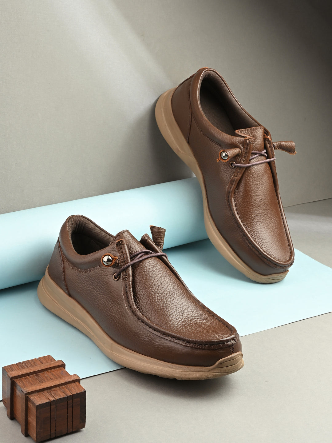 Men's Milled Leather Fancy Lace Up Casual Shoes