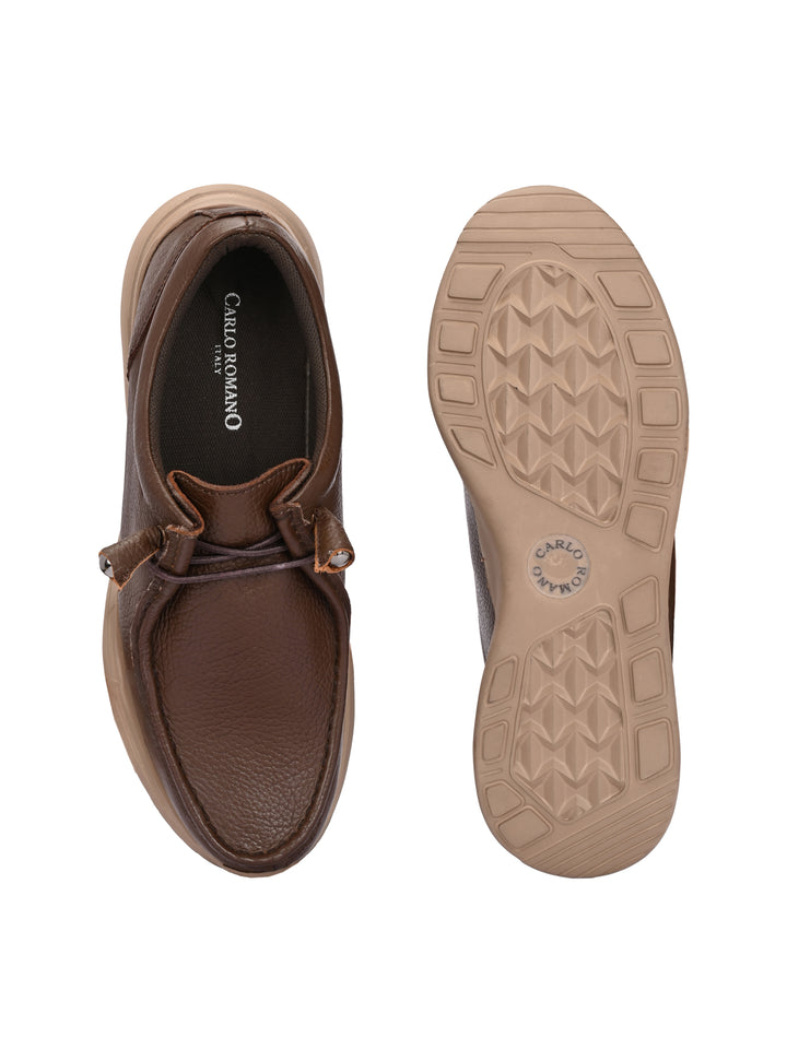 Men's Milled Leather Fancy Lace Up Casual Shoes