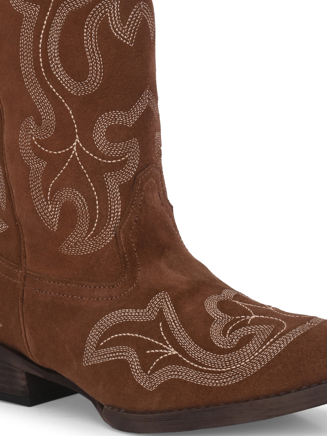 CARLO ROMANO BY WASAN  SUEDE LEATHER EMBROIDERY LONG COW BOOT FOR WOMEN