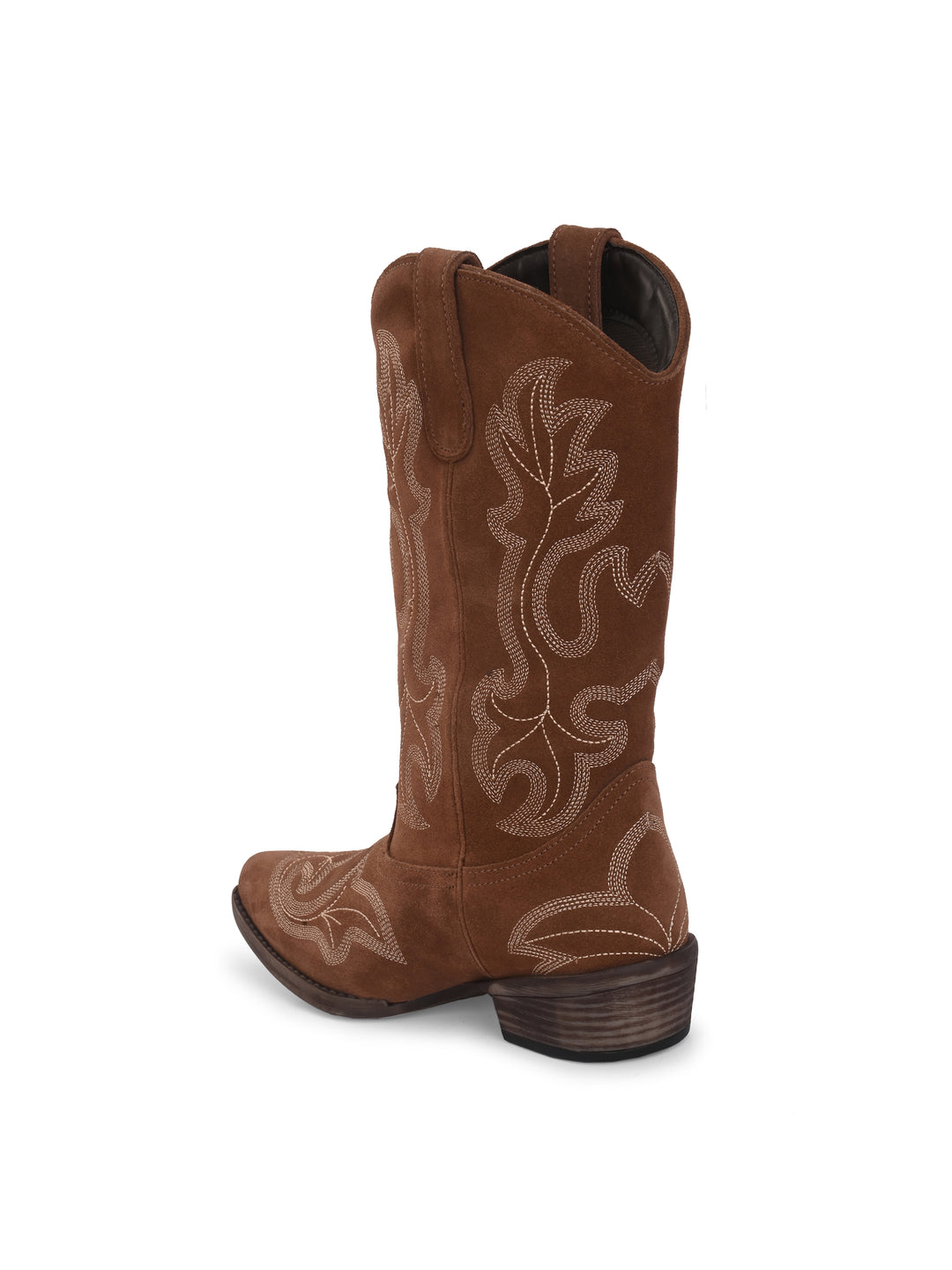 CARLO ROMANO BY WASAN  SUEDE LEATHER EMBROIDERY LONG COW BOOT FOR WOMEN