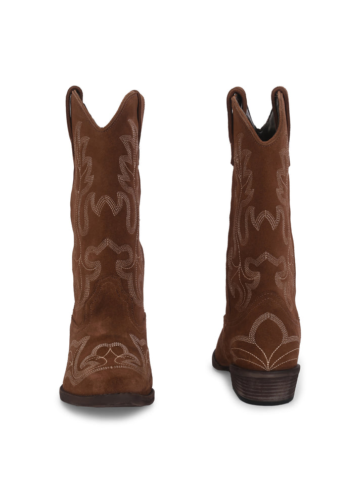 CARLO ROMANO BY WASAN  SUEDE LEATHER EMBROIDERY LONG COW BOOT FOR WOMEN