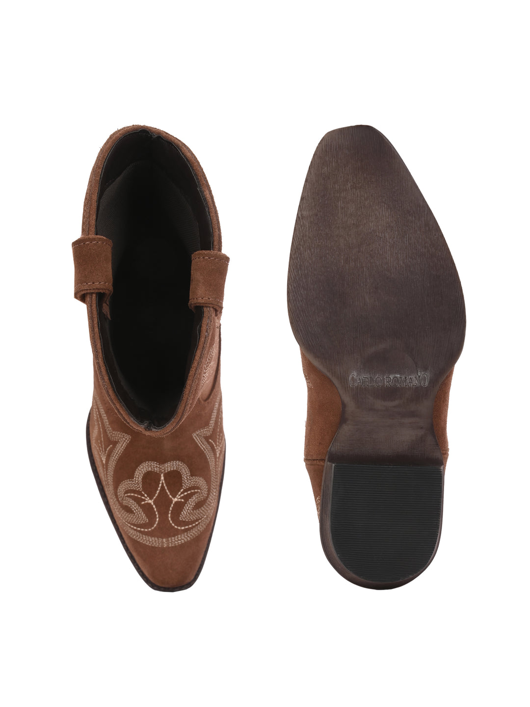 CARLO ROMANO BY WASAN  SUEDE LEATHER EMBROIDERY LONG COW BOOT FOR WOMEN