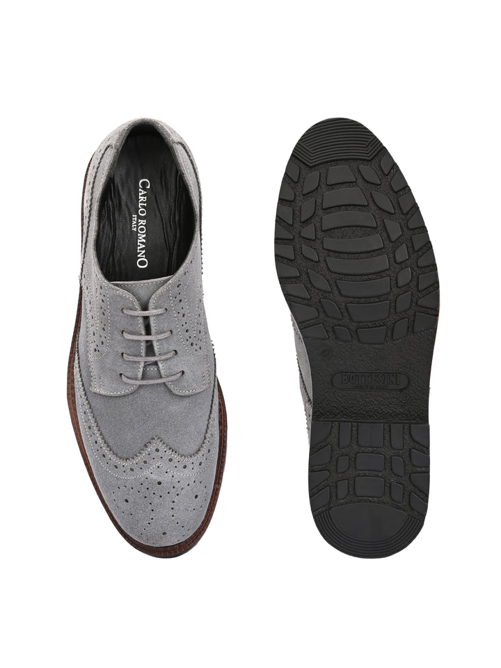 CARLO ROMANO SUEDE LEATHER BROGUE FORMAL LACE-UP SHOE FOR MEN