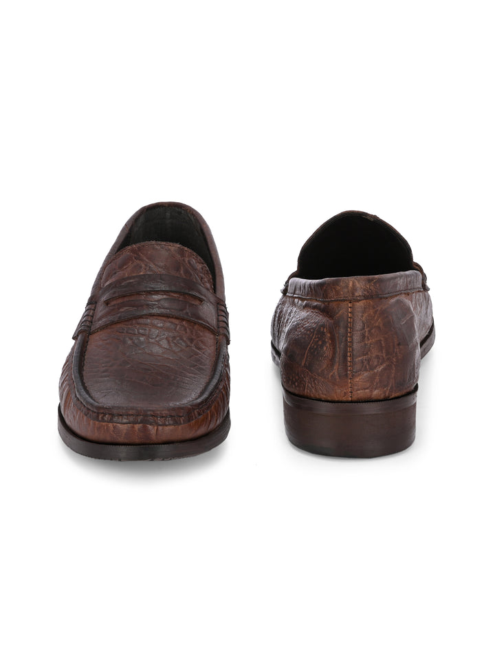 CARLO ROMANO BY WASAN BROWN TAN COLOR PREMIUM STYLISH CROCO PRINTED LEATHER MOCCASIN FOR MEN