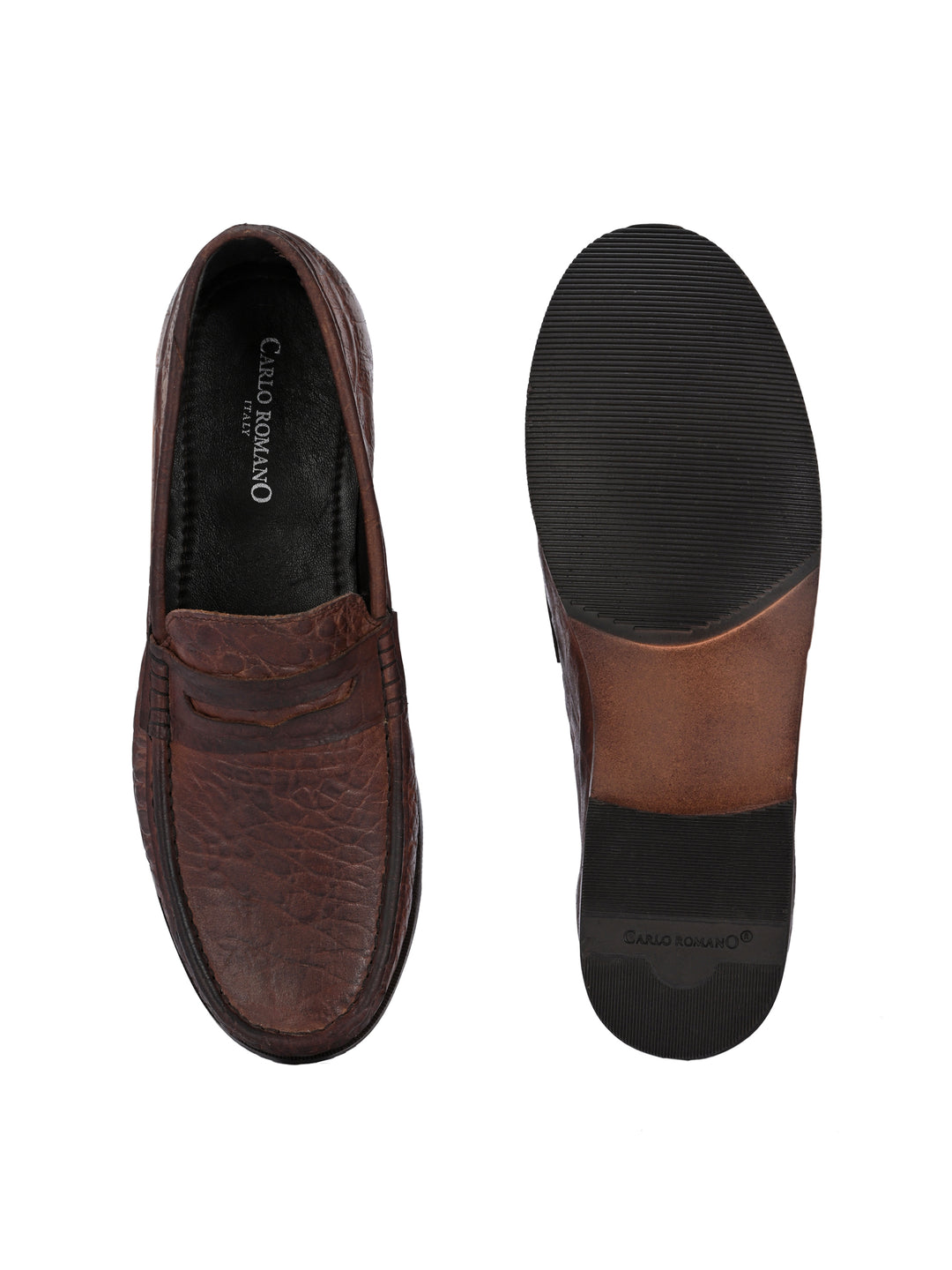 CARLO ROMANO BY WASAN BROWN TAN COLOR PREMIUM STYLISH CROCO PRINTED LEATHER MOCCASIN FOR MEN