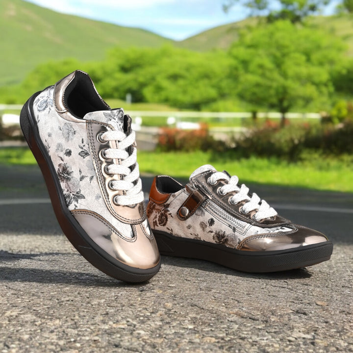 CARLO ROMANO BY WASAN VEGAN PATENT FLOWER PRINT SHOES FOR KIDS