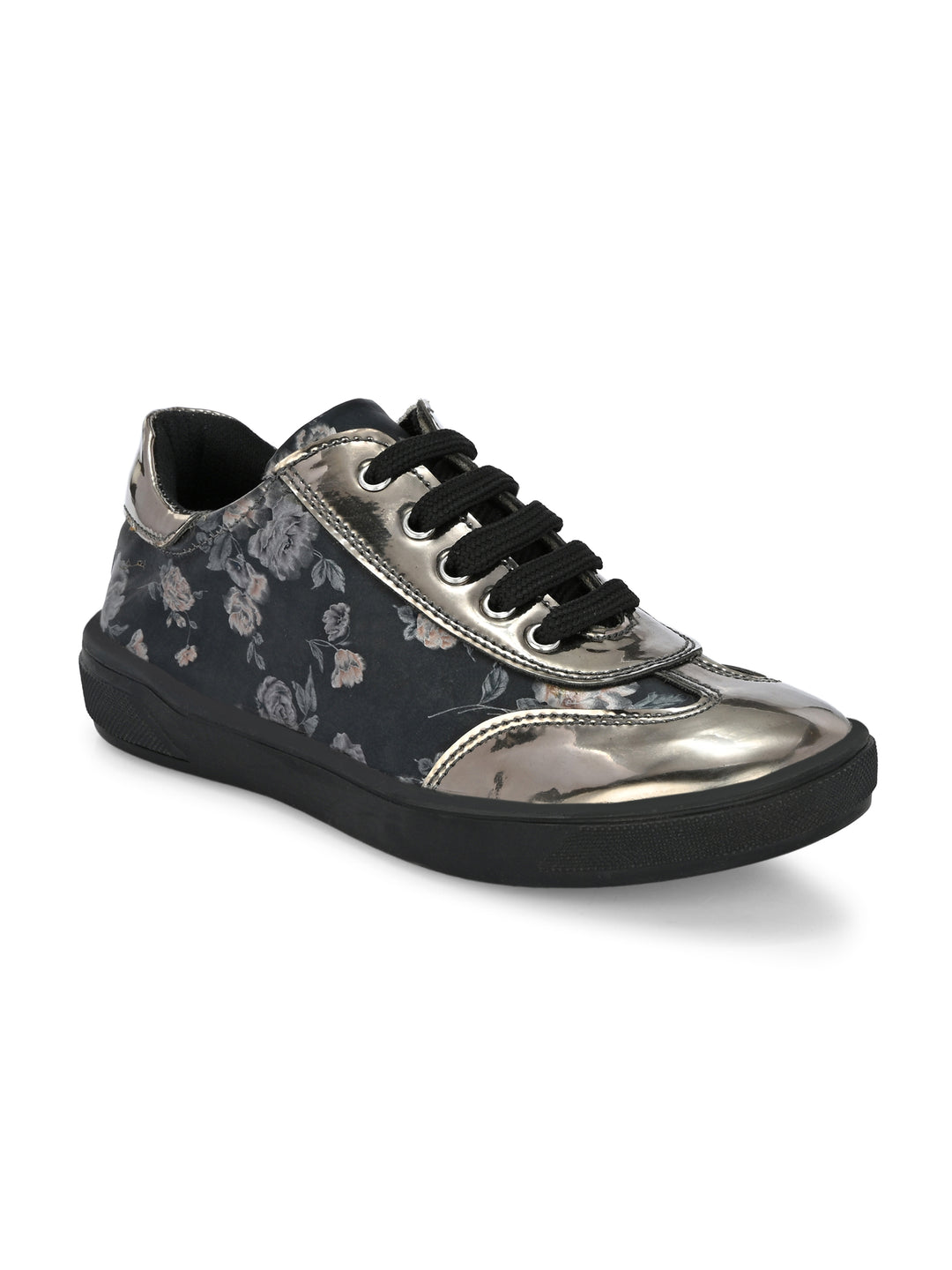 CARLO ROMANO BY WASAN VEGAN PATENT FLOWER PRINT SHOES FOR KIDS