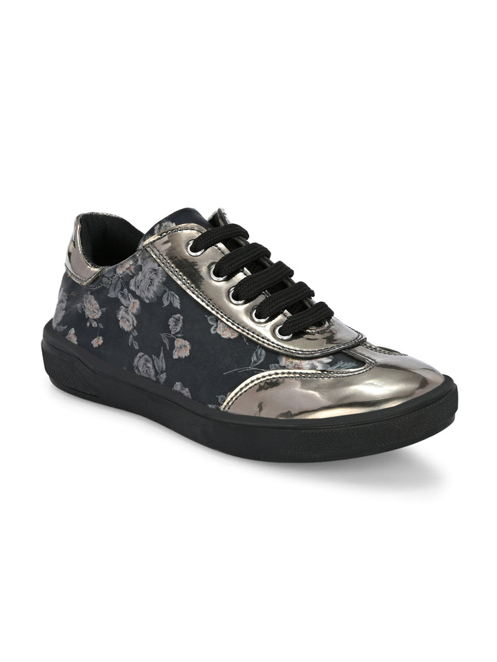 CARLO ROMANO BY WASAN VEGAN PATENT FLOWER PRINT SHOES FOR KIDS