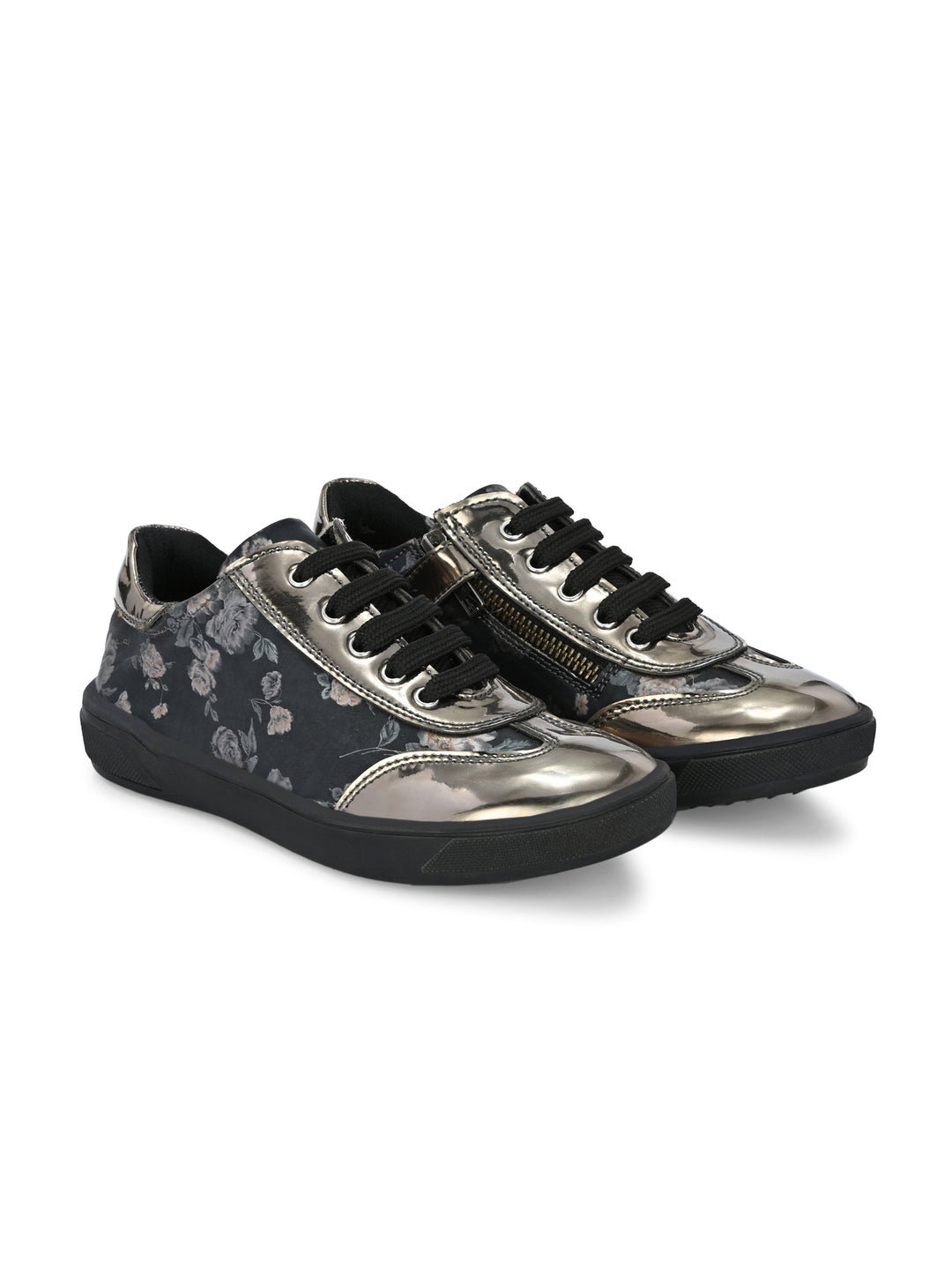 CARLO ROMANO BY WASAN VEGAN PATENT FLOWER PRINT SHOES FOR KIDS