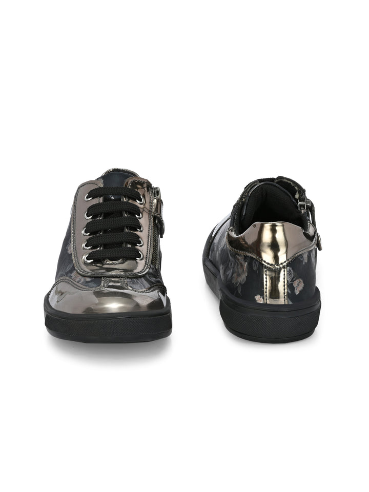 CARLO ROMANO BY WASAN VEGAN PATENT FLOWER PRINT SHOES FOR KIDS
