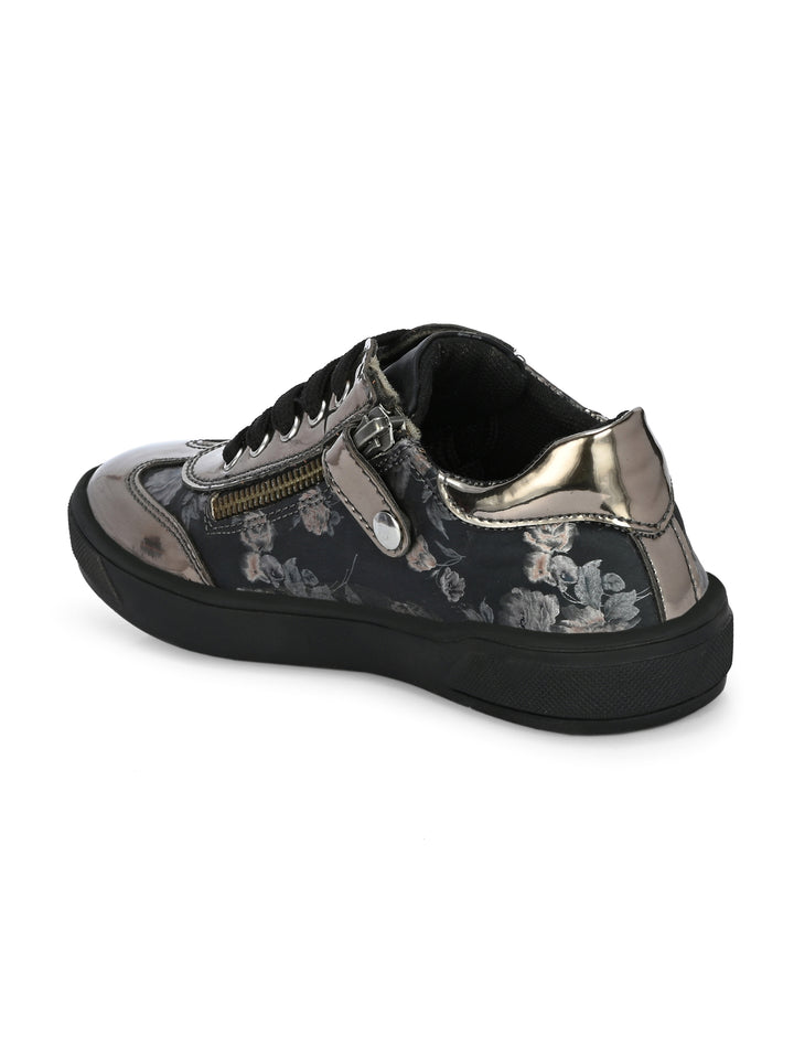 CARLO ROMANO BY WASAN VEGAN PATENT FLOWER PRINT SHOES FOR KIDS