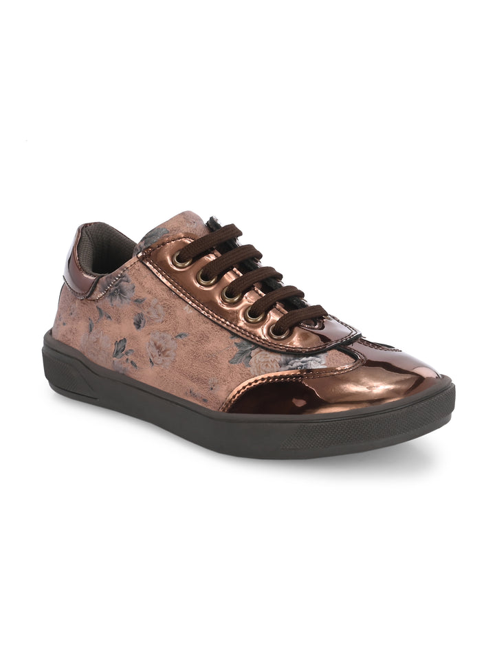 CARLO ROMANO BY WASAN VEGAN PATENT FLOWER PRINT SHOES FOR KIDS