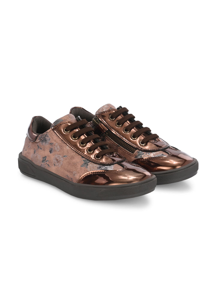 CARLO ROMANO BY WASAN VEGAN PATENT FLOWER PRINT SHOES FOR KIDS