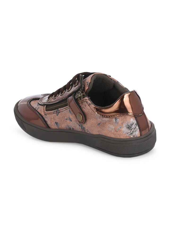 CARLO ROMANO BY WASAN VEGAN PATENT FLOWER PRINT SHOES FOR KIDS