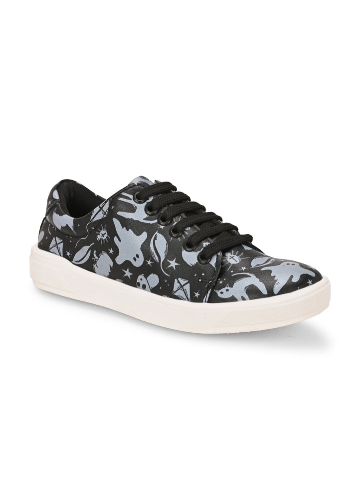 CARLO ROMANO BY WASAN BLACK PRIINTED VEGAN LEATHER DIGITAL PRINT SHOE FOR KIDS
