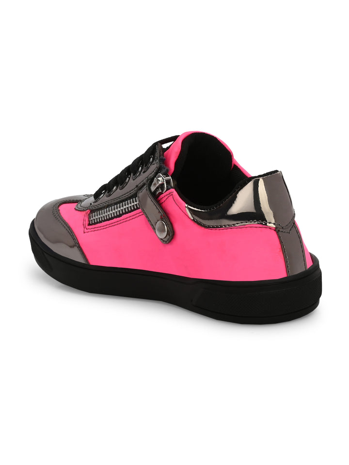 Kid's Vegan Leather Patent Lycra Shoes For Girls