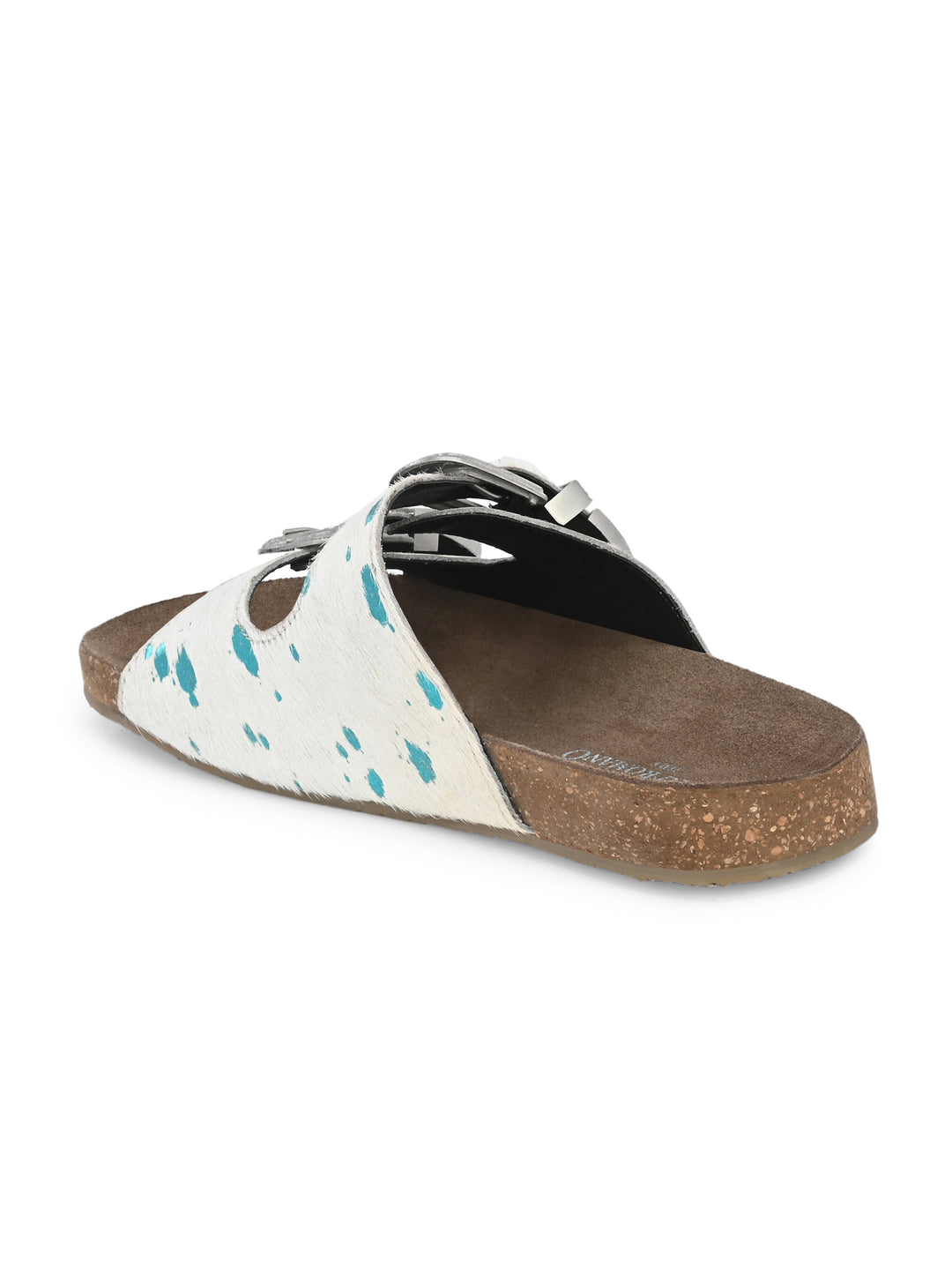 Women's Genuine Hair On Leather Flat Cork Footbed Slipper