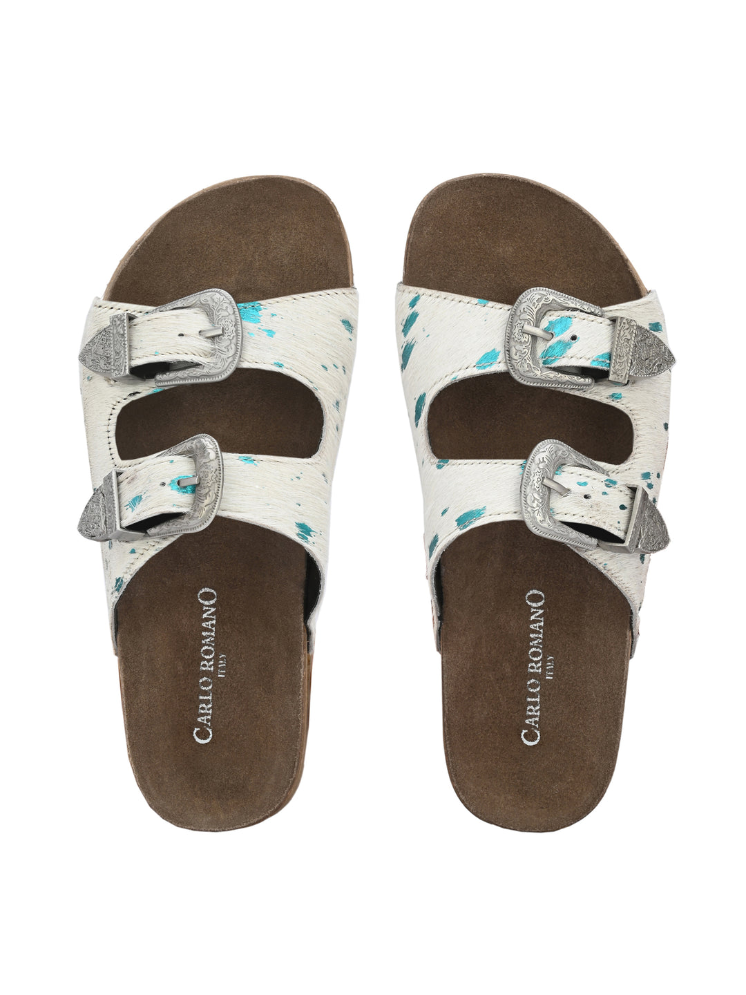 Women's Genuine Hair On Leather Flat Cork Footbed Slipper