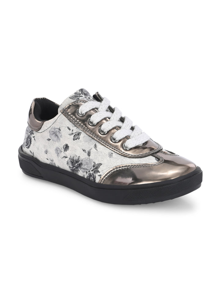 CARLO ROMANO BY WASAN VEGAN PATENT FLOWER PRINT SHOES FOR KIDS