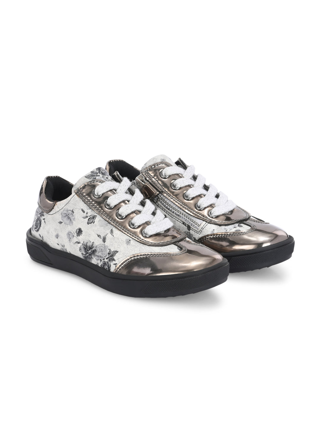 CARLO ROMANO BY WASAN VEGAN PATENT FLOWER PRINT SHOES FOR KIDS