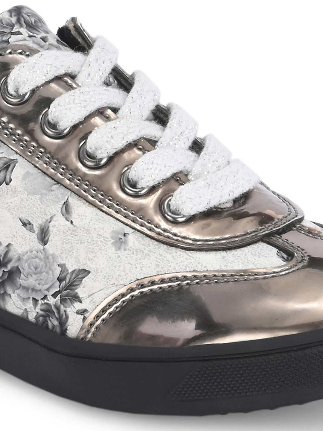 CARLO ROMANO BY WASAN VEGAN PATENT FLOWER PRINT SHOES FOR KIDS