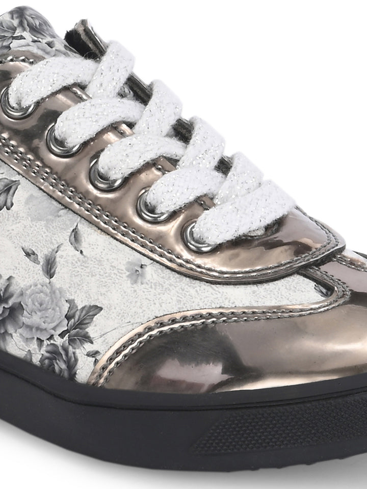 CARLO ROMANO BY WASAN VEGAN PATENT FLOWER PRINT SHOES FOR KIDS