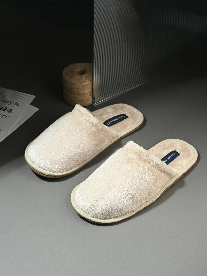 CARLO ROMANO BY WASAN BLACK COLOR PREMIUM ARTIFICIAL FUR MULES FOR MEN