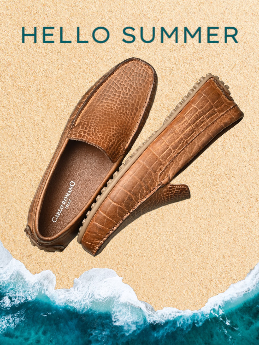 CARLO ROMANO TAN COLOR PREMIUM CROCODILE PRINTED LEATHER MOCCASIN SHOES FOR MEN