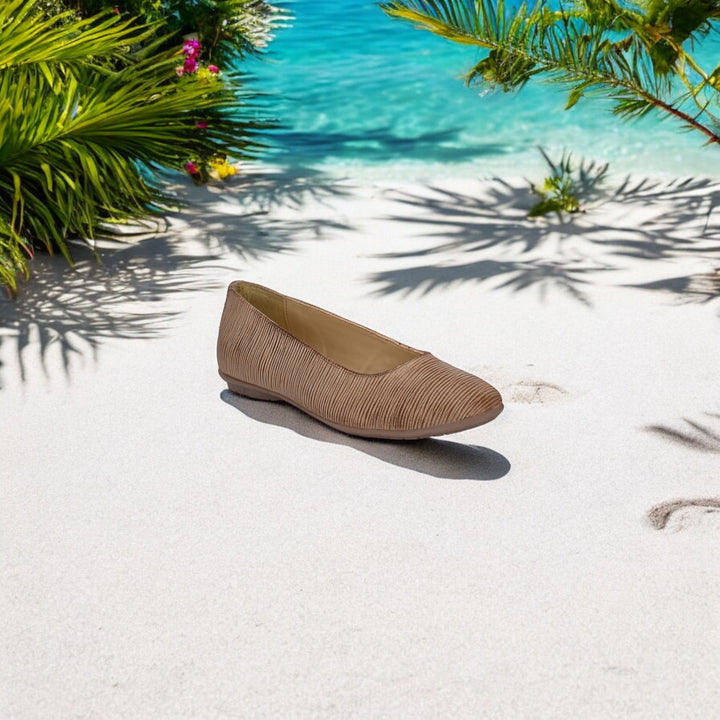 CARLO ROMANO BEIGE COLOR ITALIAN LV PRINTED SUEDE LEATHER BELLY FOR WOMEN