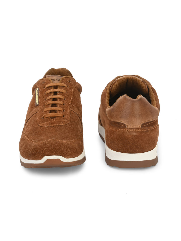 Men's Genuine Sude Leather Lace up Casual Sneaker Shoe