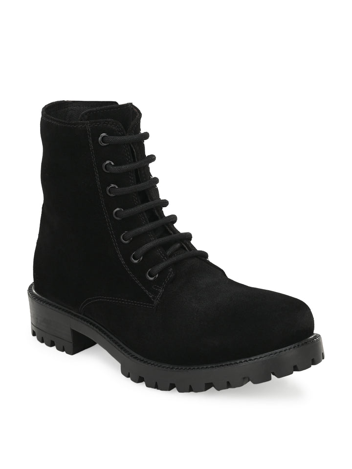 Women's Suede Lace-Ups with Zip High Ankle Boots