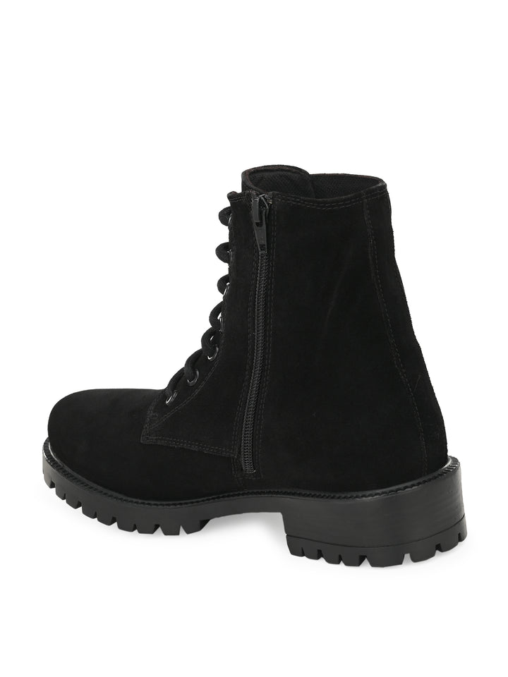 Women's Suede Lace-Ups with Zip High Ankle Boots
